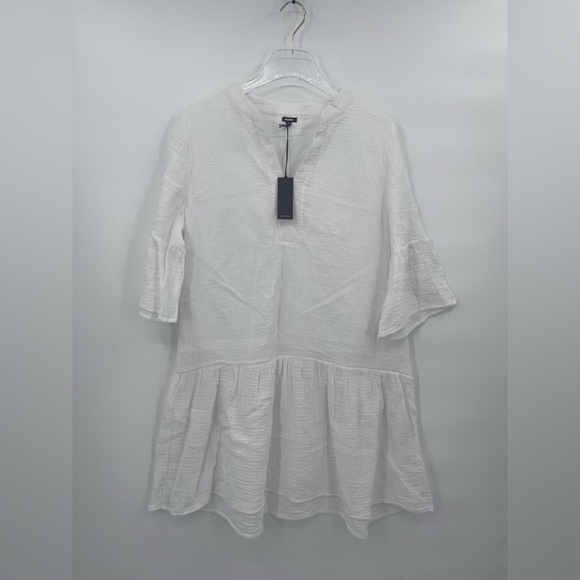 Monrow Easy Mini Dress white cotton size large - Picture 2 of 7